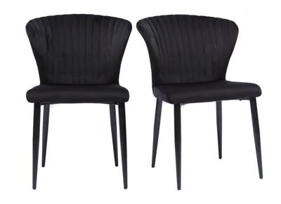 Set de 2 sillas de diseño de terciopelo negro KAYEL